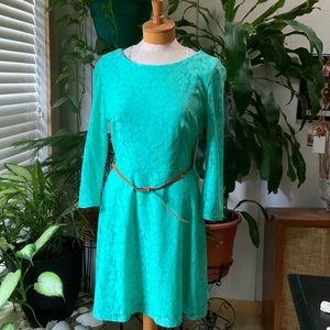 Tezzeme lace light green 3/4 sleeve dress
